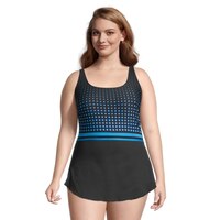 Gabar Women's Square Neck Sarong Plus Size Swim Dress One Piece Swimsuit/Bathing Suit, Sport, Tummy Control Front_Flat