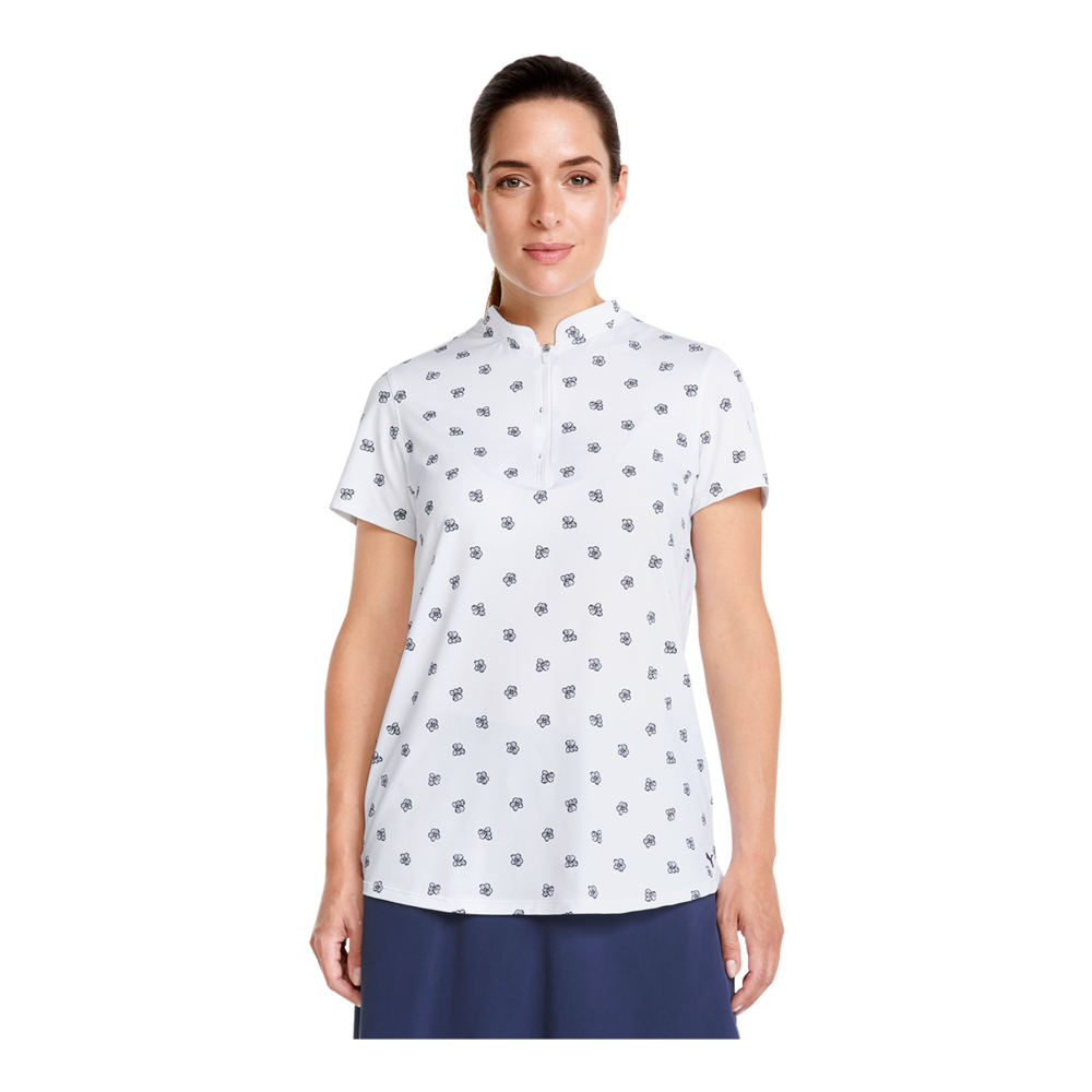 PUMA Golf Women's MATTR Hibiscus Short Sleeve Polo T Shirt