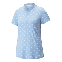 PUMA Golf Women's MATTR Hibiscus Short Sleeve Polo T Shirt Front_Angled_Left