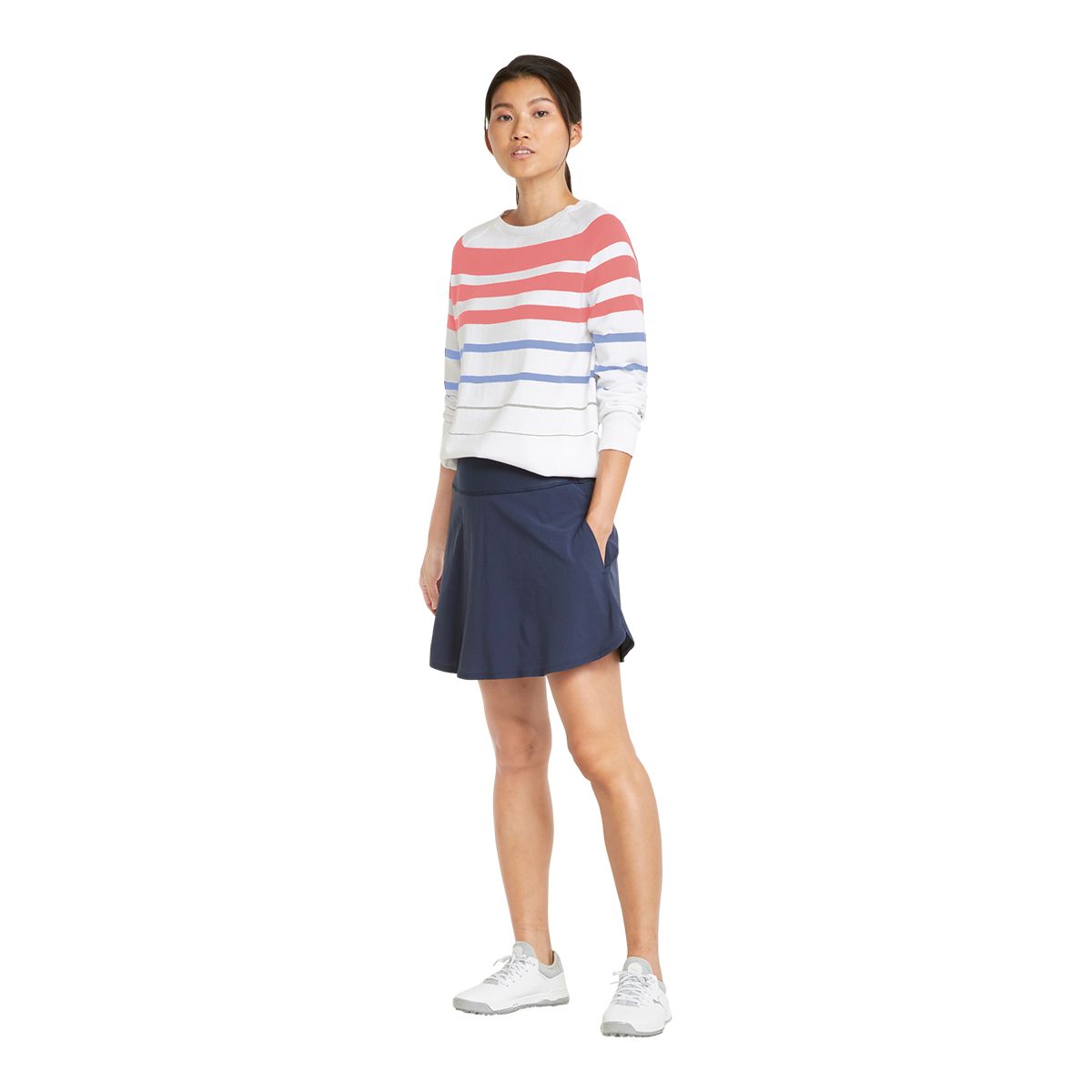 PUMA Golf Women's Stripe Long Sleeve Polo Sweater