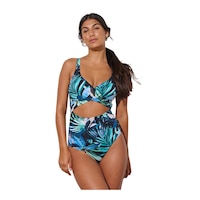 Everyday Sunday Women's Wrap Around Colourblock Cut Out One Piece Swimsuit Front_Flat