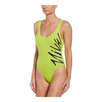 Nike Women's Multi Logo U-Back One Piece Swimsuit/Bathing Suit, Sport Front_Angled_Left