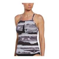 Nike Women's Explore Strappy Crossback Tankini Swimsuit Top, Beach Front_Angled_Left