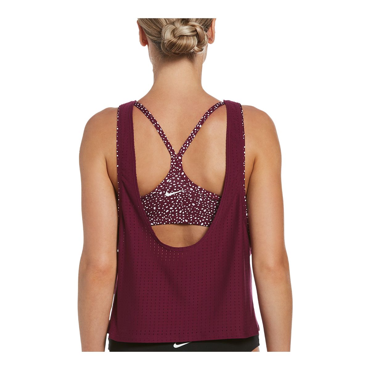 Nike Women's Water Dots Convertible Layered 2 in 1 Tankini Swimsuit Top, Beach