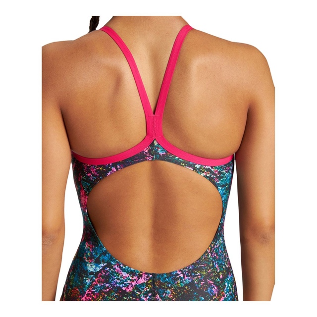 Arena Women's Mountain Text Light Drop Back One Piece Swimsuit/Bathing