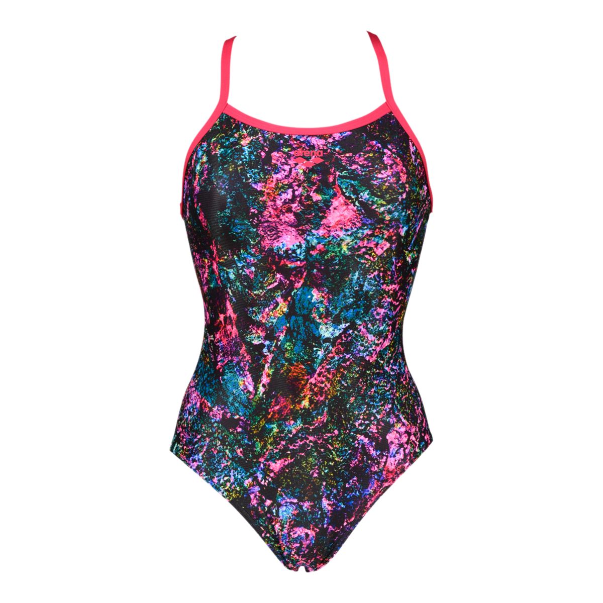 Arena Women's Mountain Text Light Drop Back One Piece Swimsuit/Bathing Suit, Sport