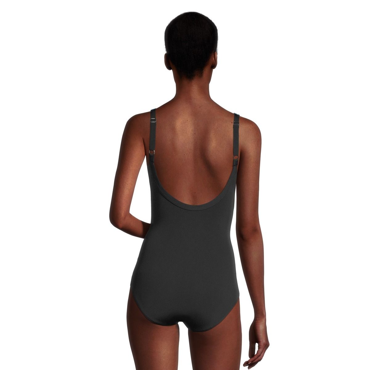 Finz Women's Plus Leaf Print Splice U Back One Piece Swim Suit