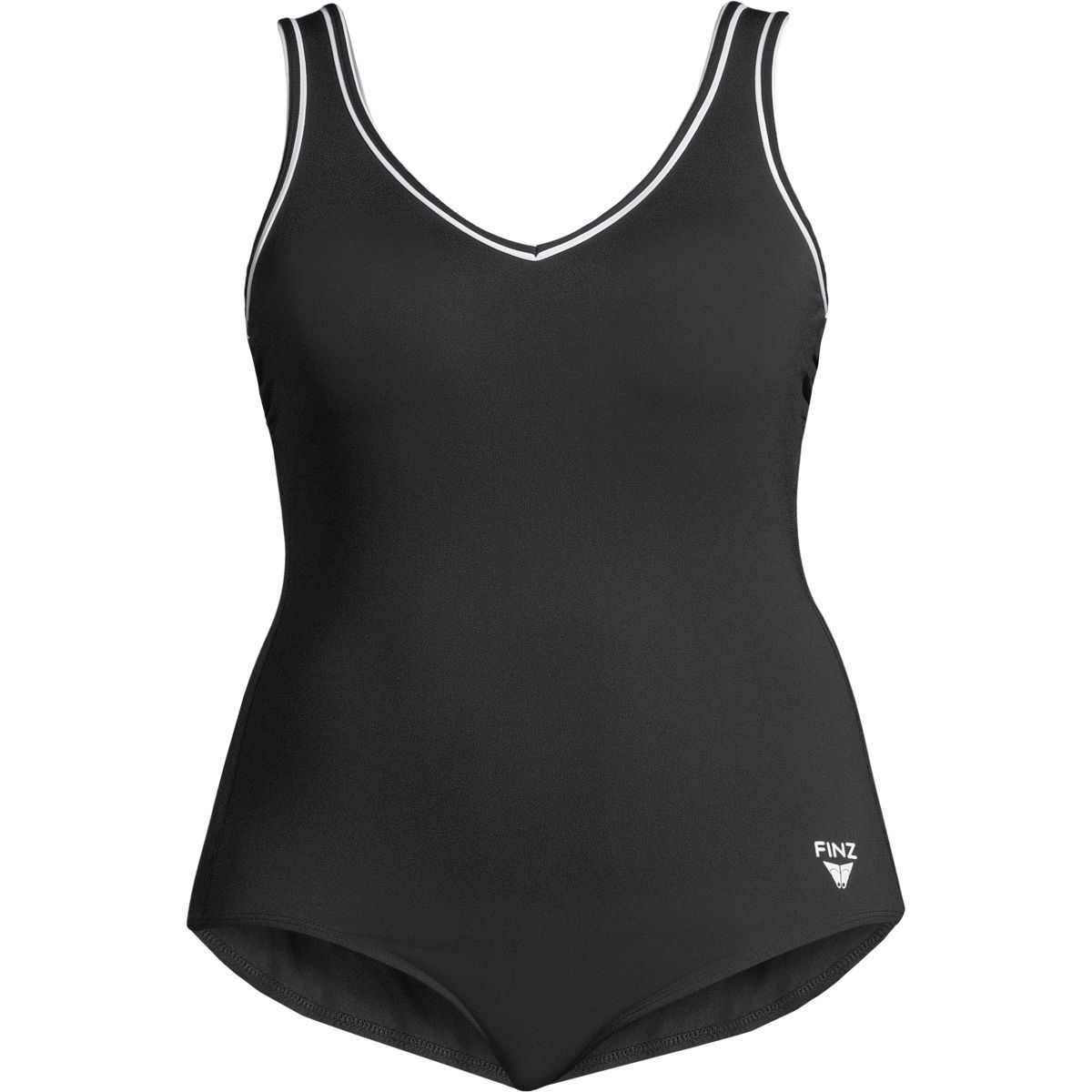 Finz Women's Solid V Neck Plus Size One Piece Swimsuit/Bathing Suit, Sport,  Tummy Control