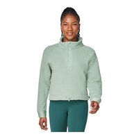 Push FWD Women's Half Zip Mock Neck Sherpa Sweatshirt, Relaxed Fit Front_Flat