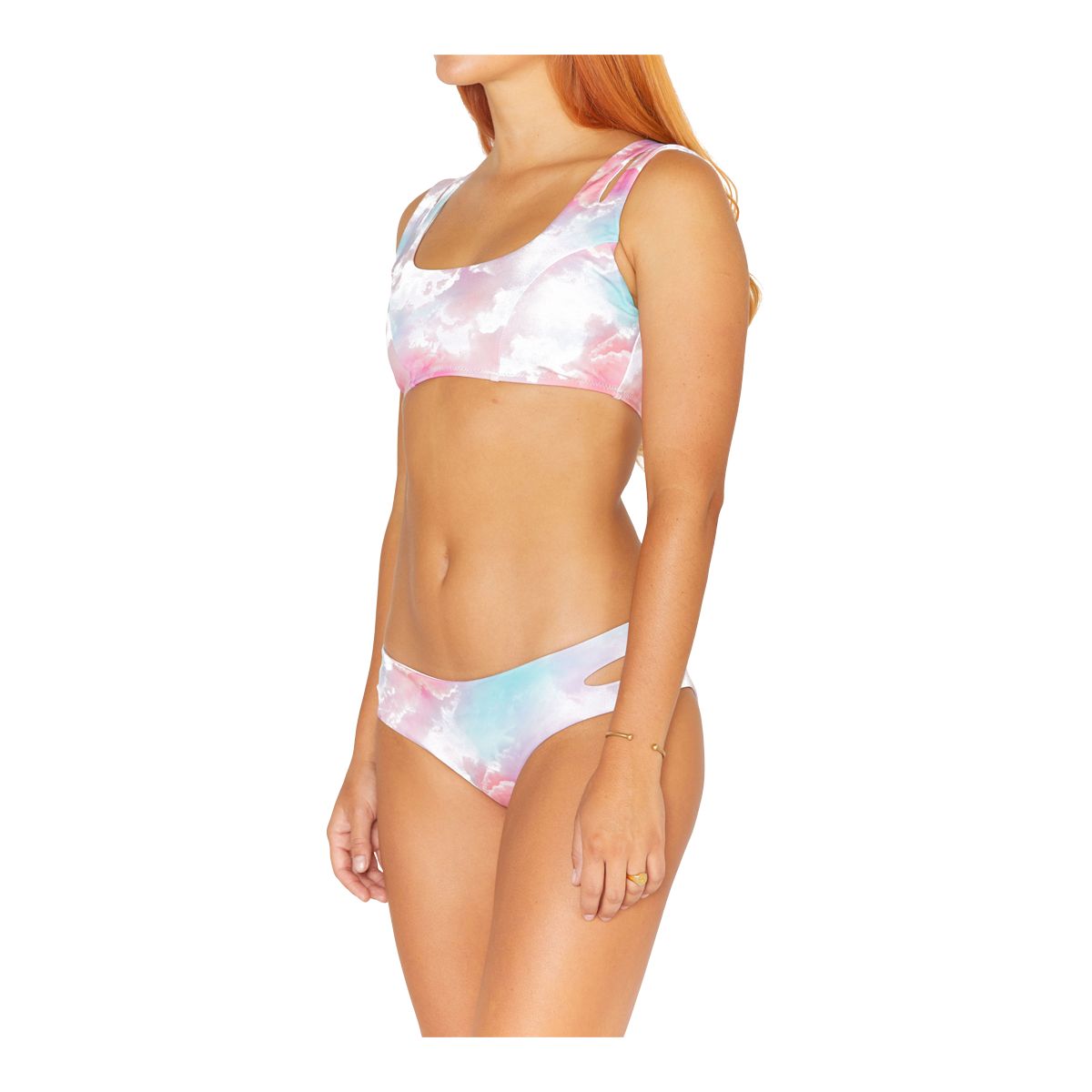 Hurley Women's Head In The Clouds Split Strap Swimsuit Bikini Top, Sport