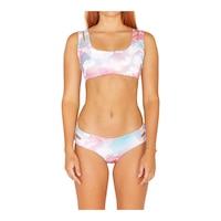 Hurley Women's Head In The Clouds Split Strap Swimsuit Bikini Top, Sport Front_Flat