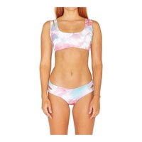Hurley Women's Head In The Clouds Split Strap Moderate Swimsuit Bikini Bottom, Sport Front_Flat