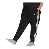 adidas Women's Plus Size 3-Stripe Fleece Sweatpants, Casual, Lounge Front_Angled_Left