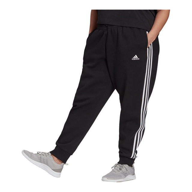 adidas Women's Plus Size 3-Stripe Fleece Sweatpants, Casual, Lounge