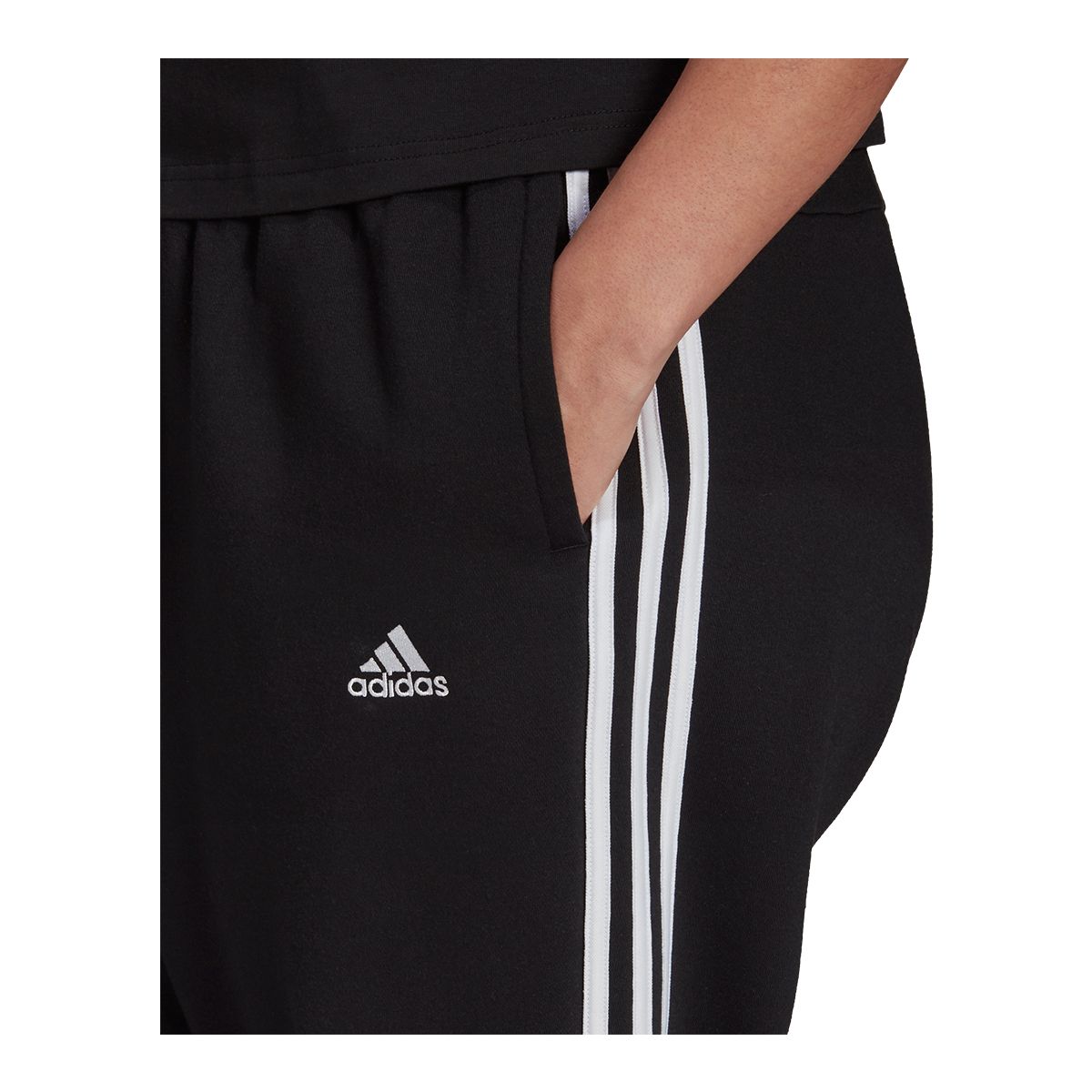 adidas Women's Plus Size 3-Stripe Fleece Sweatpants, Casual, Lounge