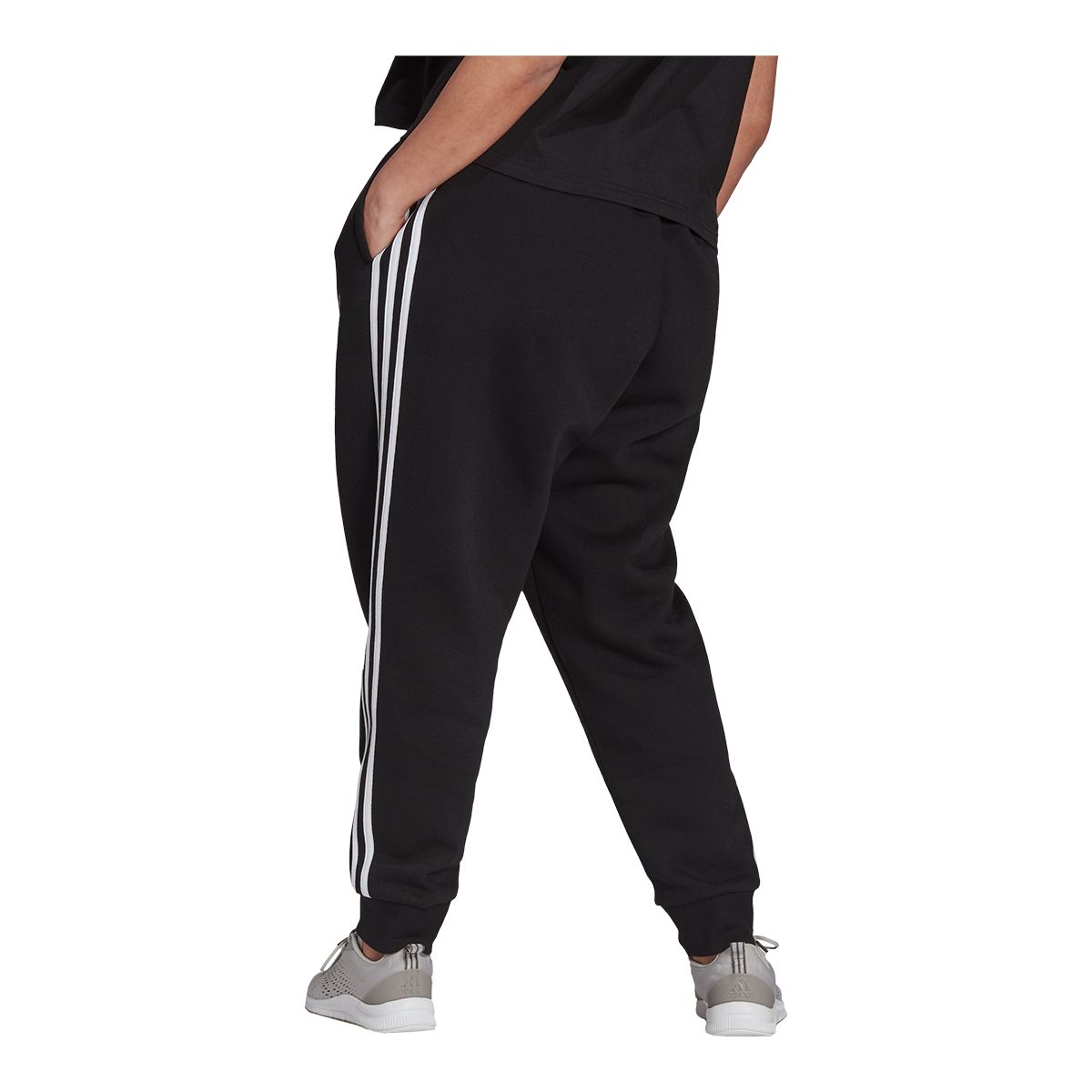 adidas Women's Plus Size 3-Stripe Fleece Sweatpants, Casual, Lounge