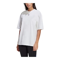 adidas Originals Women's Small Logo Cotton Jersey T Shirt, Loose Fit Front_Angled_Left