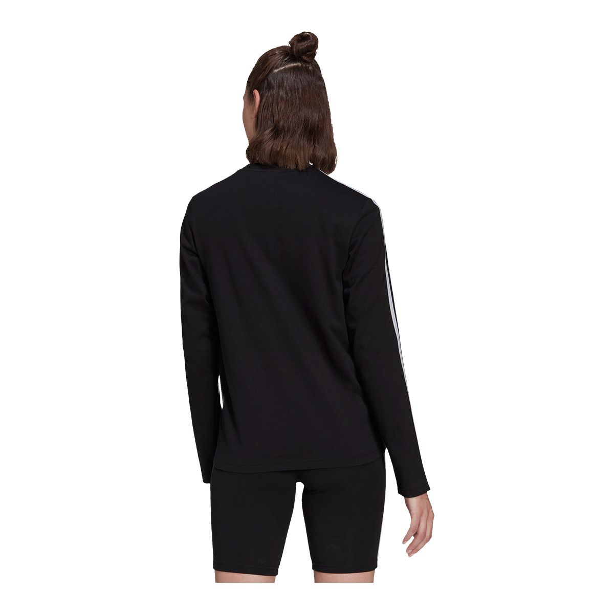 adidas Women's 3-Stripes Long Sleeve Crewneck Cotton T Shirt