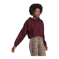 adidas Women's Originals Cropped Hoodie, 100% Cotton French Terry Front_Angled_Right