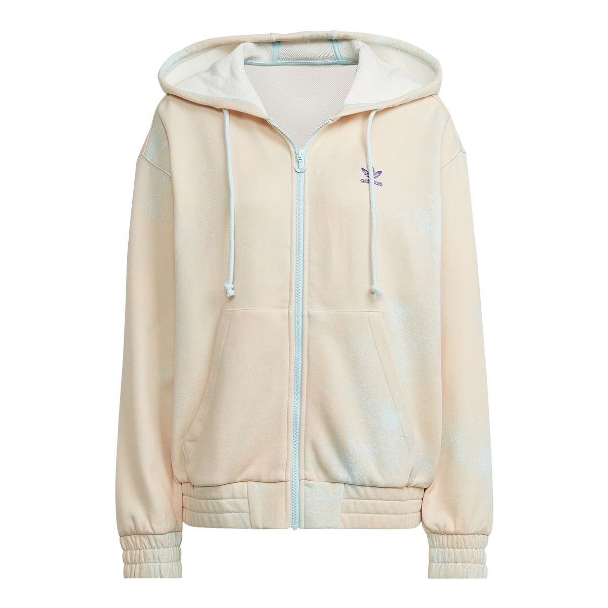 adidas Women's Originals Full Zip Hoodie, 100% Cotton French Terry, Kangaroo Pocket