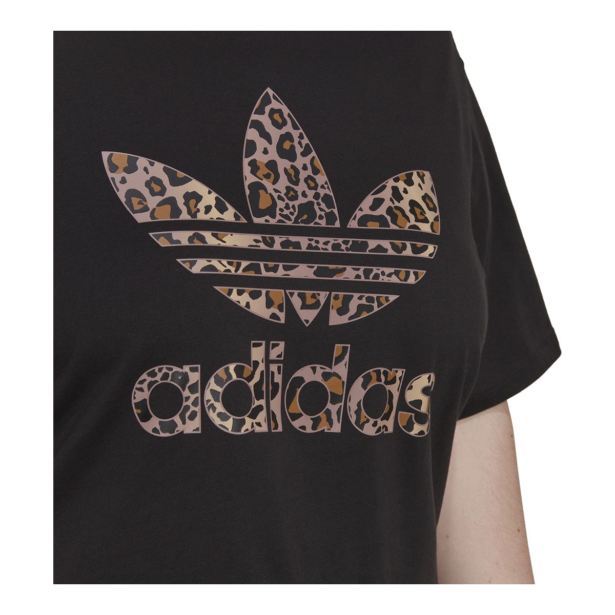 adidas Originals Women's Leopard Cotton Jersey T Shirt, Plus Size