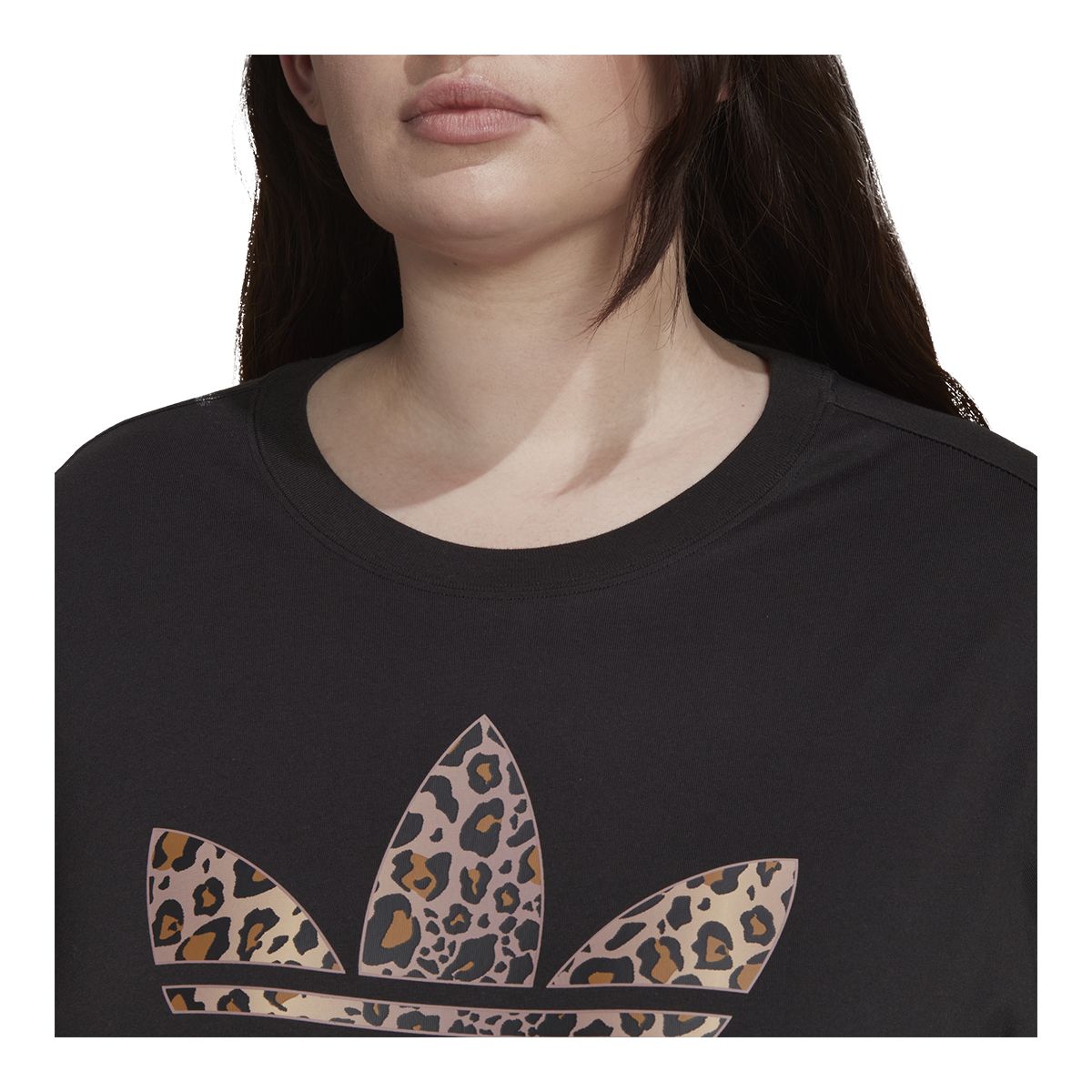 adidas Originals Women's Leopard Cotton Jersey T Shirt, Plus Size