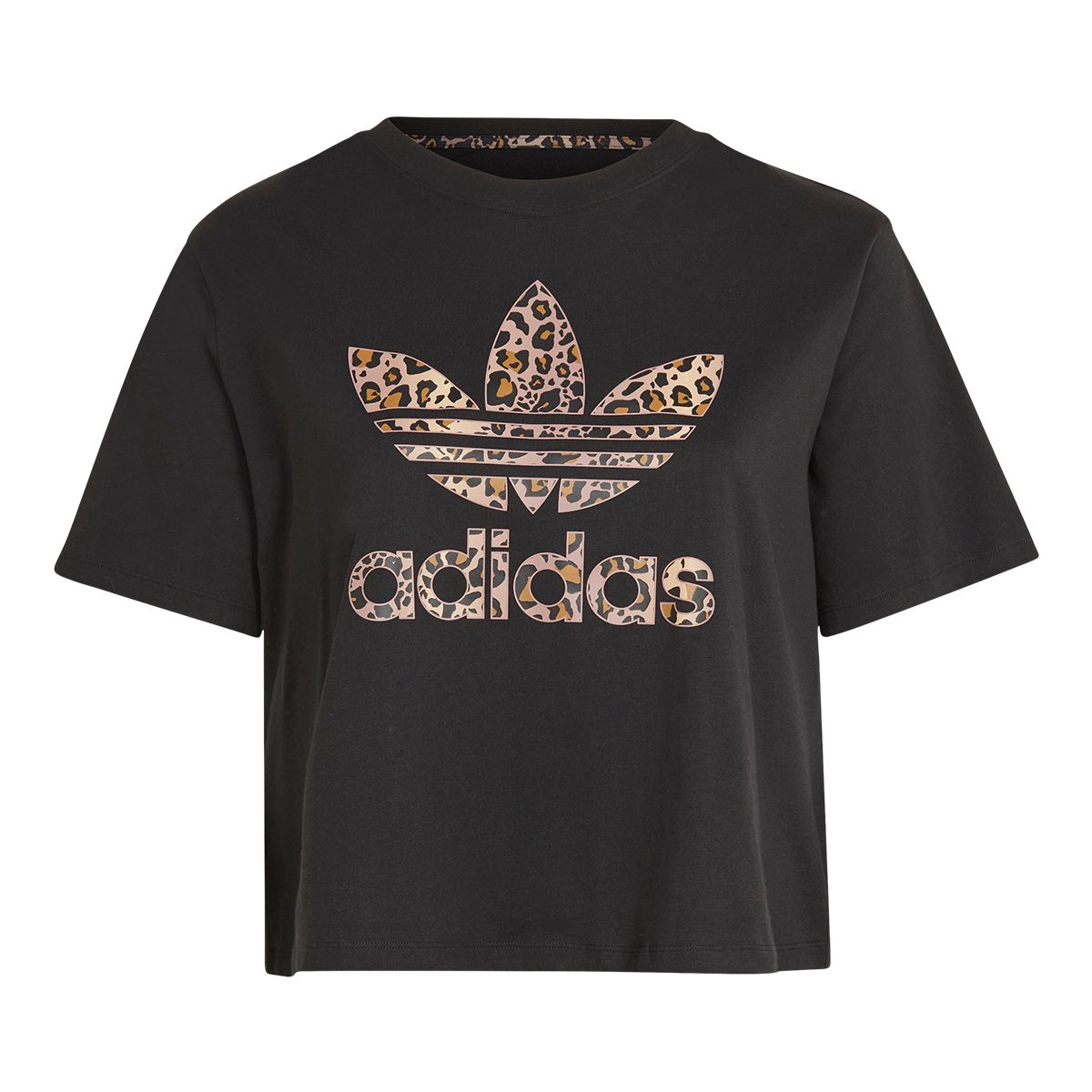 adidas Originals Women's Leopard Cotton Jersey T Shirt, Plus Size