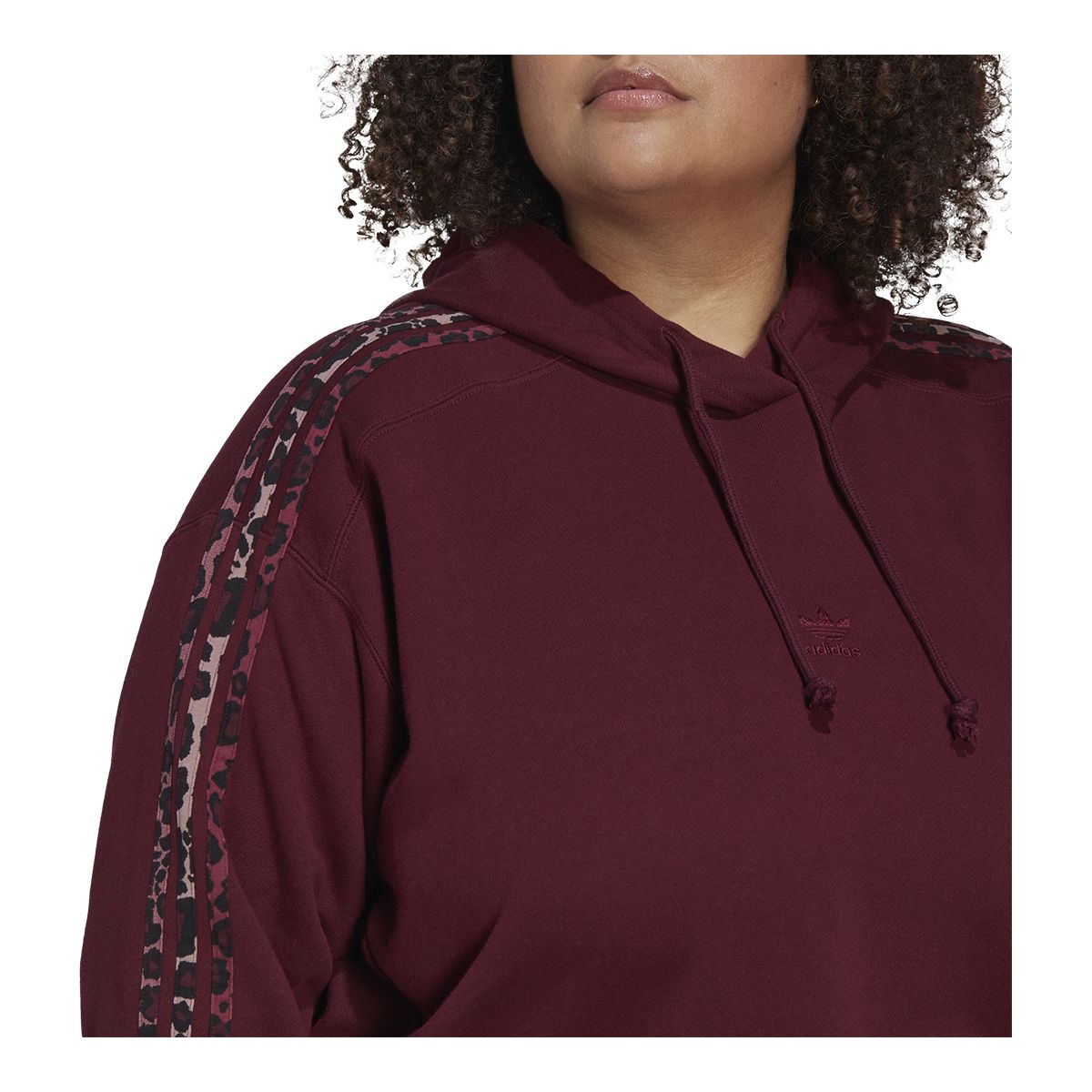 adidas Women's Originals Pullover Cropped Hoodie, 100% Cotton, Plus Size