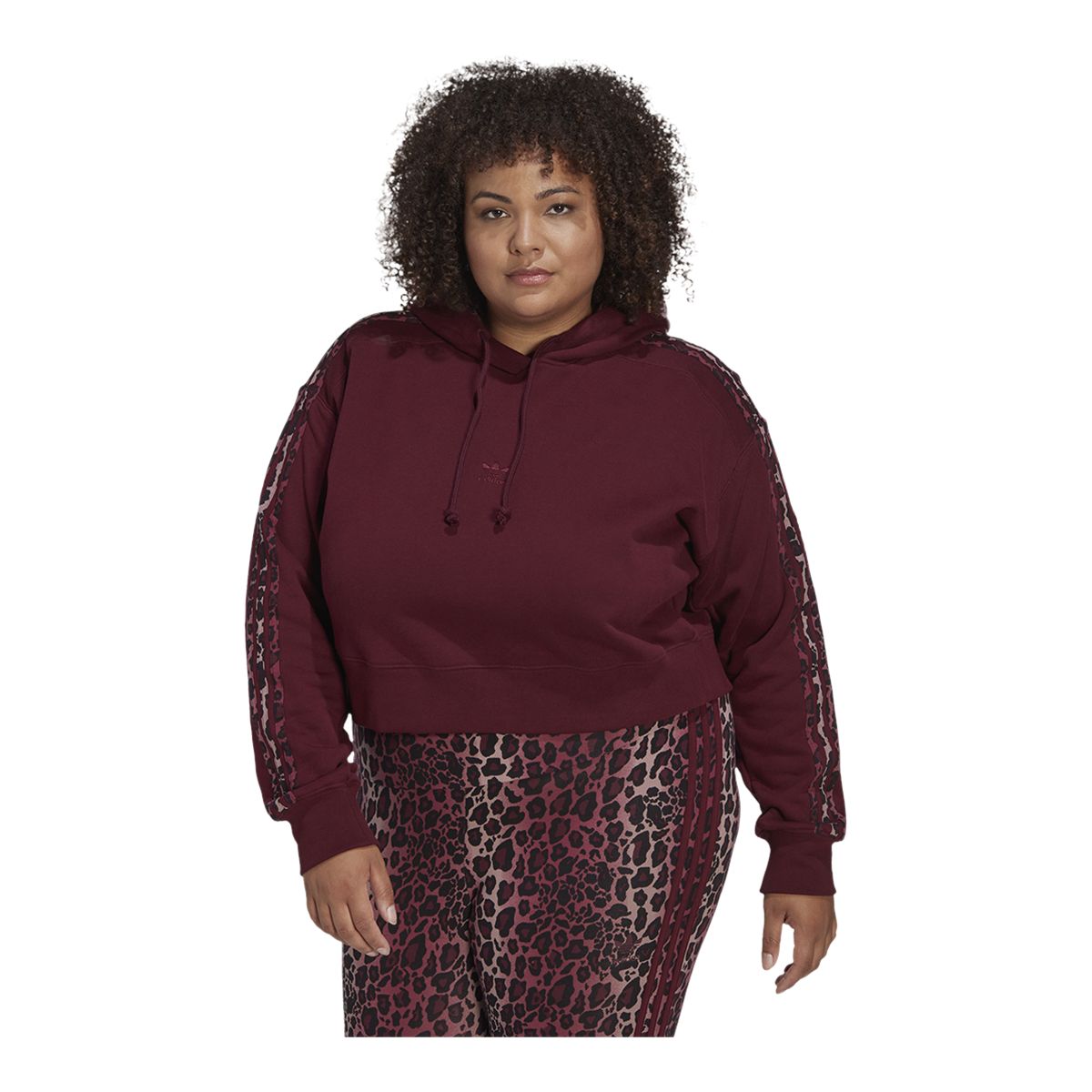 adidas Women's Originals Pullover Cropped Hoodie, 100% Cotton, Plus Size