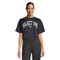 Under Armour Women's Project Rock Logo T Shirt Front_Flat