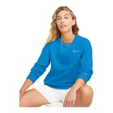 Champion Women's Powerblend SM Script Crewneck Fleece Sweatshirt, Loose Fit Front_Angled_Left