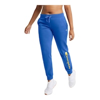 Champion Women's Powerblend Script Joggers, Sweatpants, Training, Casual, Mid Rise Front_Angled_Left