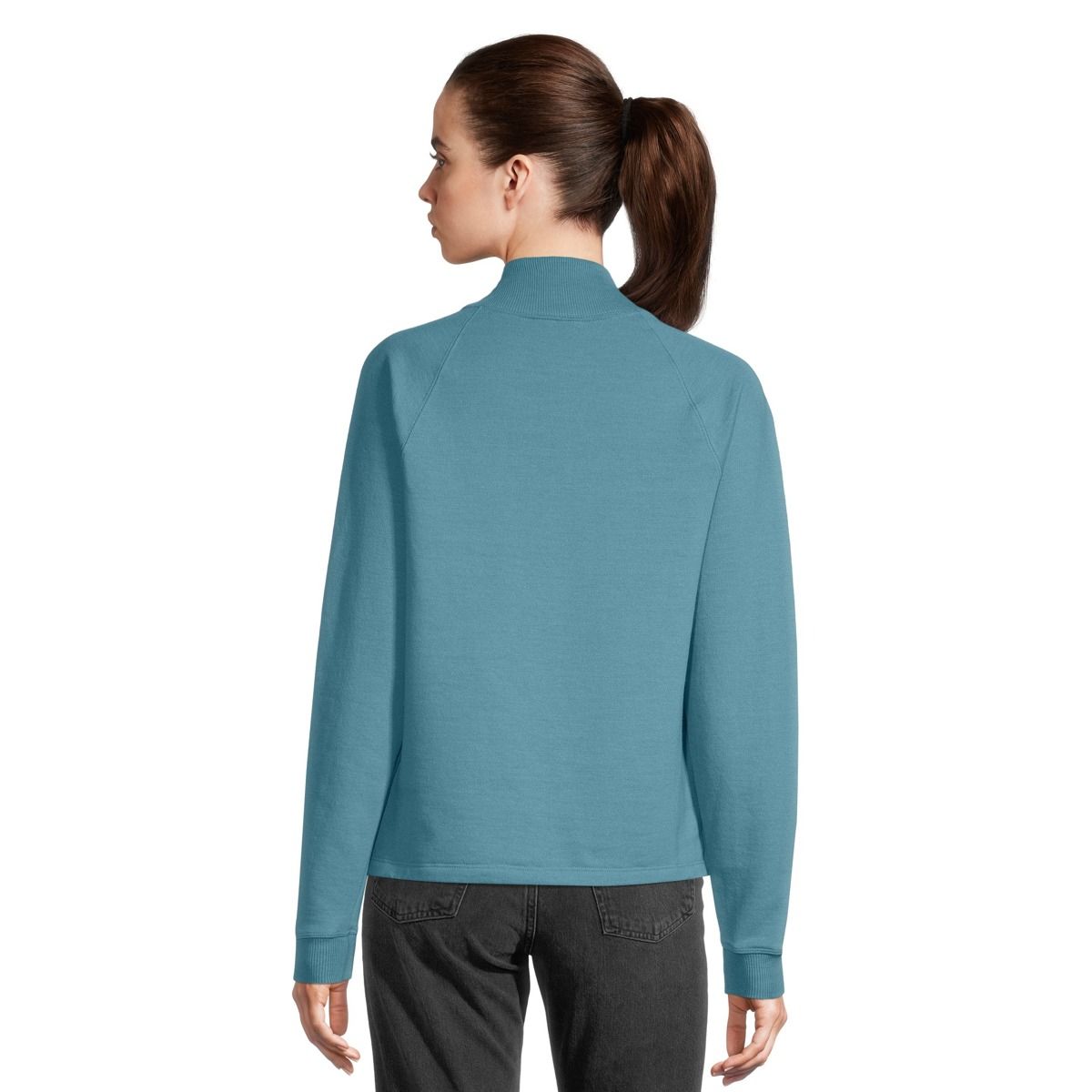 Champion Women's Powerblend Long Sleeve Mock Neck Shirt, Oversized