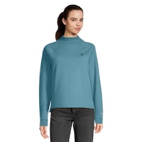 Champion Women's Powerblend Long Sleeve Mock Neck Shirt, Oversized Front_Flat
