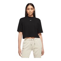 Nike Women's Essentials Mock Neck Cotton T Shirt, Oversized Front_Flat