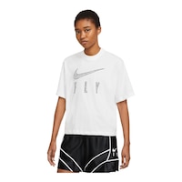 Nike Women's Swoosh Fly Basketball T Shirt, Dri-FIT Front_Angled_Left
