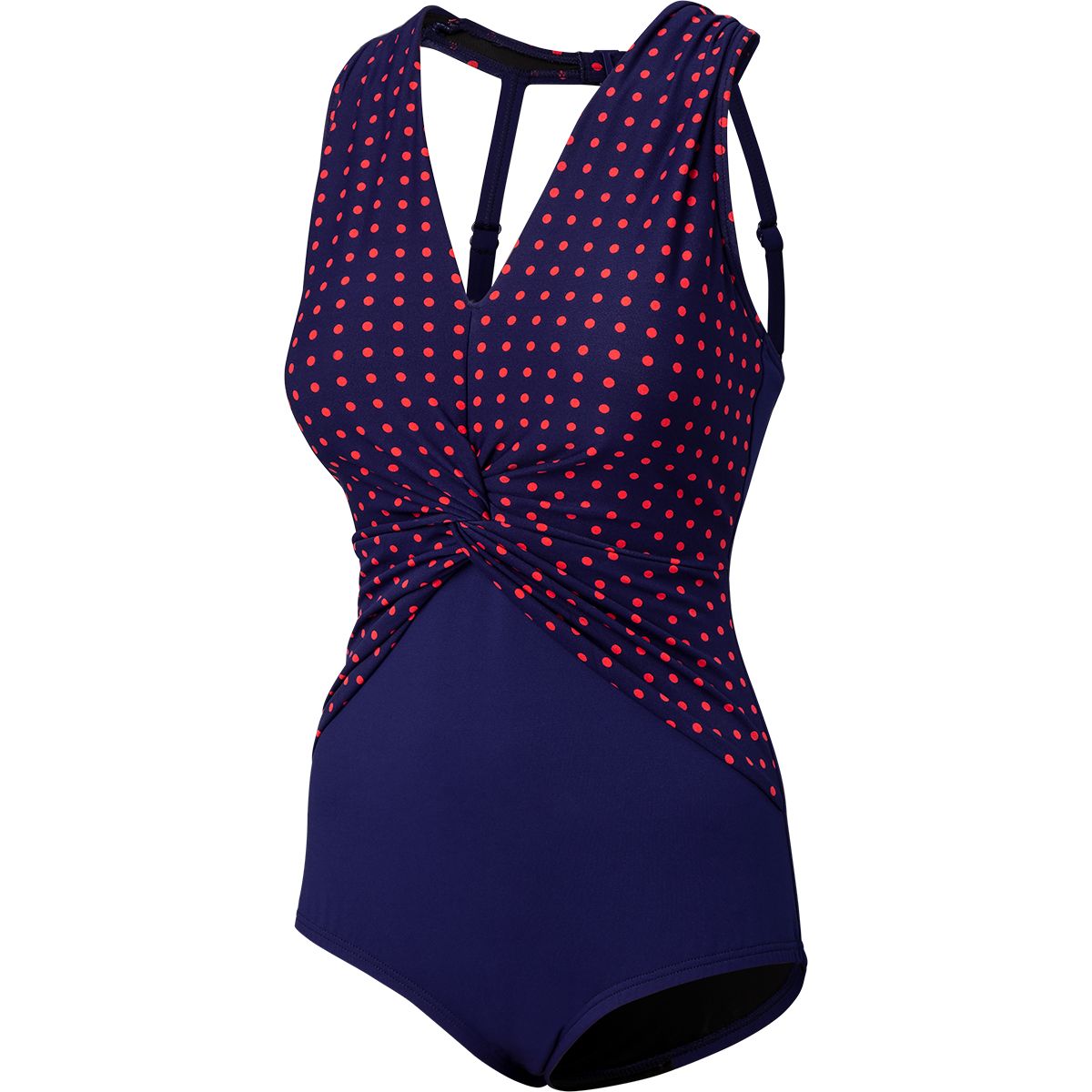 Gabar Women's Deep Water Dot Draped Twist V-Neck One Piece Swimsuit
