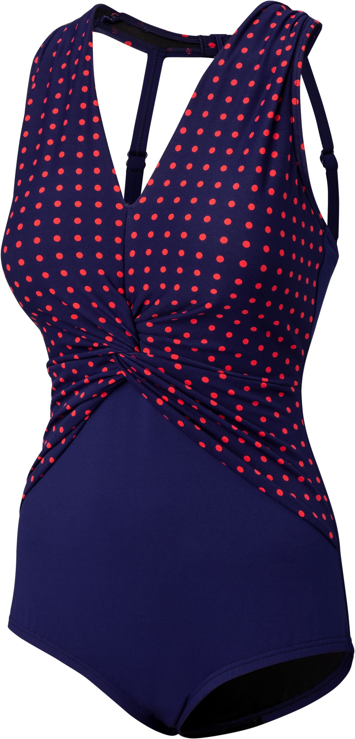 Gabar Women's Deep Water Dot Draped Twist V-Neck One Piece Swimsuit