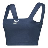 PUMA Women's Classics Crop Tank Top, Slim Fit, Sleeveless, Denim, Sports Front_Angled_Left