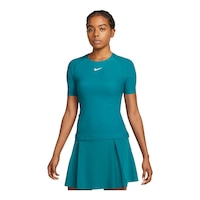 Nike Women's Dri-FIT Advantage Short Sleeve Top, Slim Fit Front_Flat