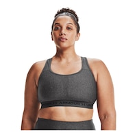 Under Armour Women's Mid Crossback Heather Sports Bra Front_Flat