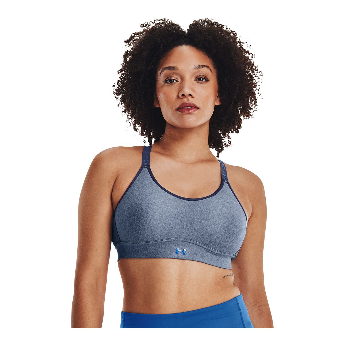Under Armour Womens Infinity Mid Heather Cover Sports Bra Charcoal