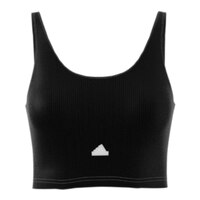 adidas Women's Crop Tank Top, Tight Fit, Sleeveless, Ribbed, Sports Front_Flat