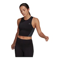 adidas Women's Run Icons 3-Stripe Cooler Running Tank Front_Angled_Left