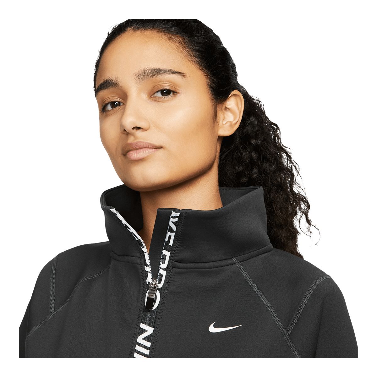 Nike Women's Dri-FIT Femme Long Sleeve Half Zip Funnel Neck Top, Oversized