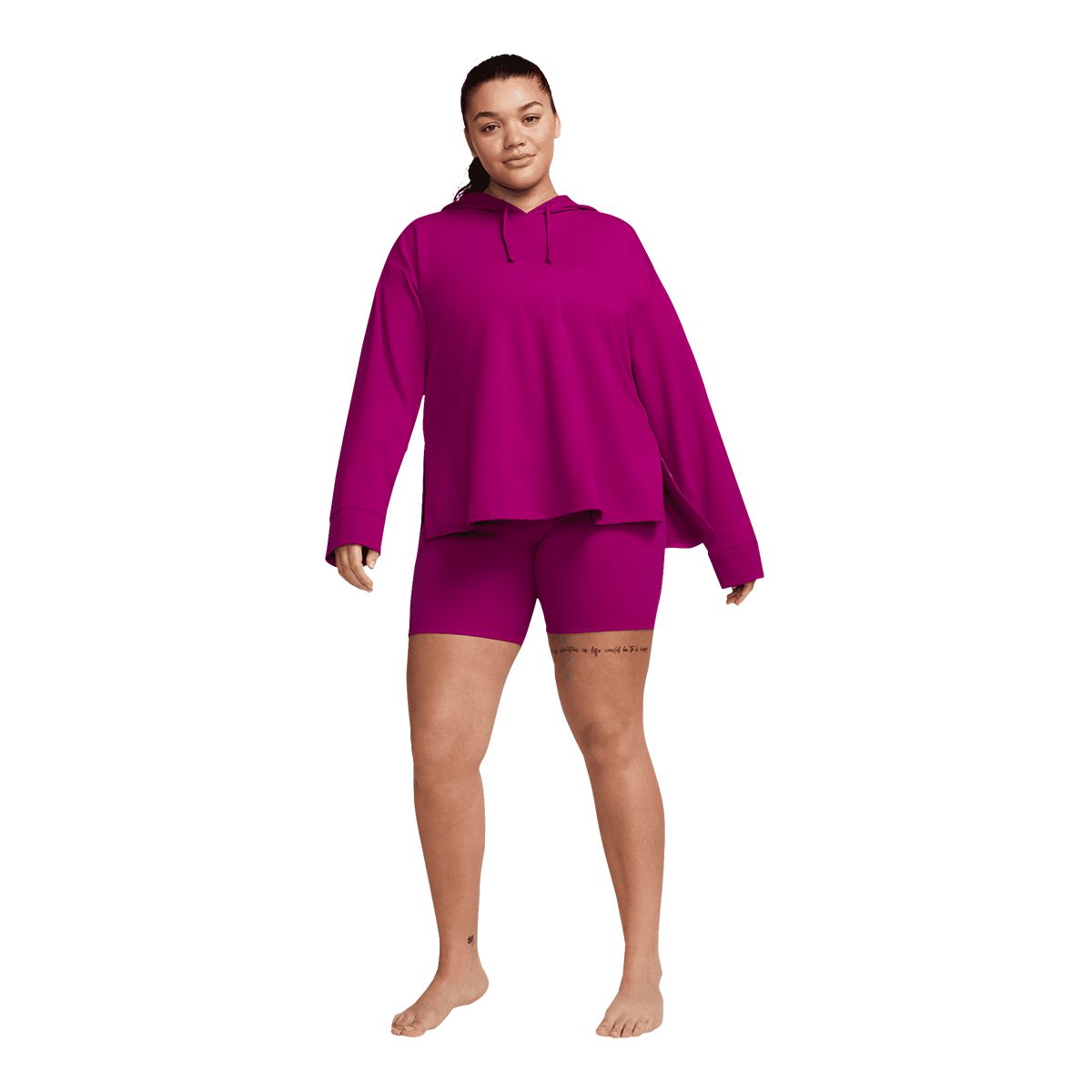 Nike Women's Yoga Pullover Hoodie, French Terry Fleece, Plus Size, Dri-Fit