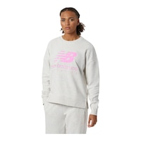 New Balance Women's Atheltics Amplified Fleece Nep Crew Hoodie Front_Angled_Left