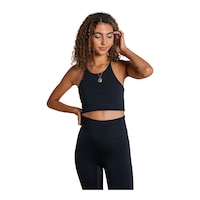 Girlfriend Collective Women's Luxe Collette Halter Sports Bra Front_Flat