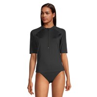 Ripzone Women's SL Half Zip Short Sleeve Rashguard Front_Flat