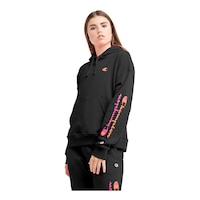 Champion Women's Powerblend Graphic Hoodie Front_Angled_Left